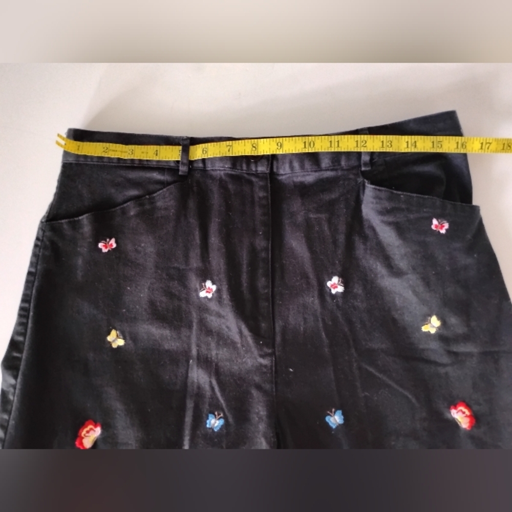 Talbots Vintage Cotton Stretch Garden Girl Embroidered Pants Butterfly Size 14 - Picture 10 of 14